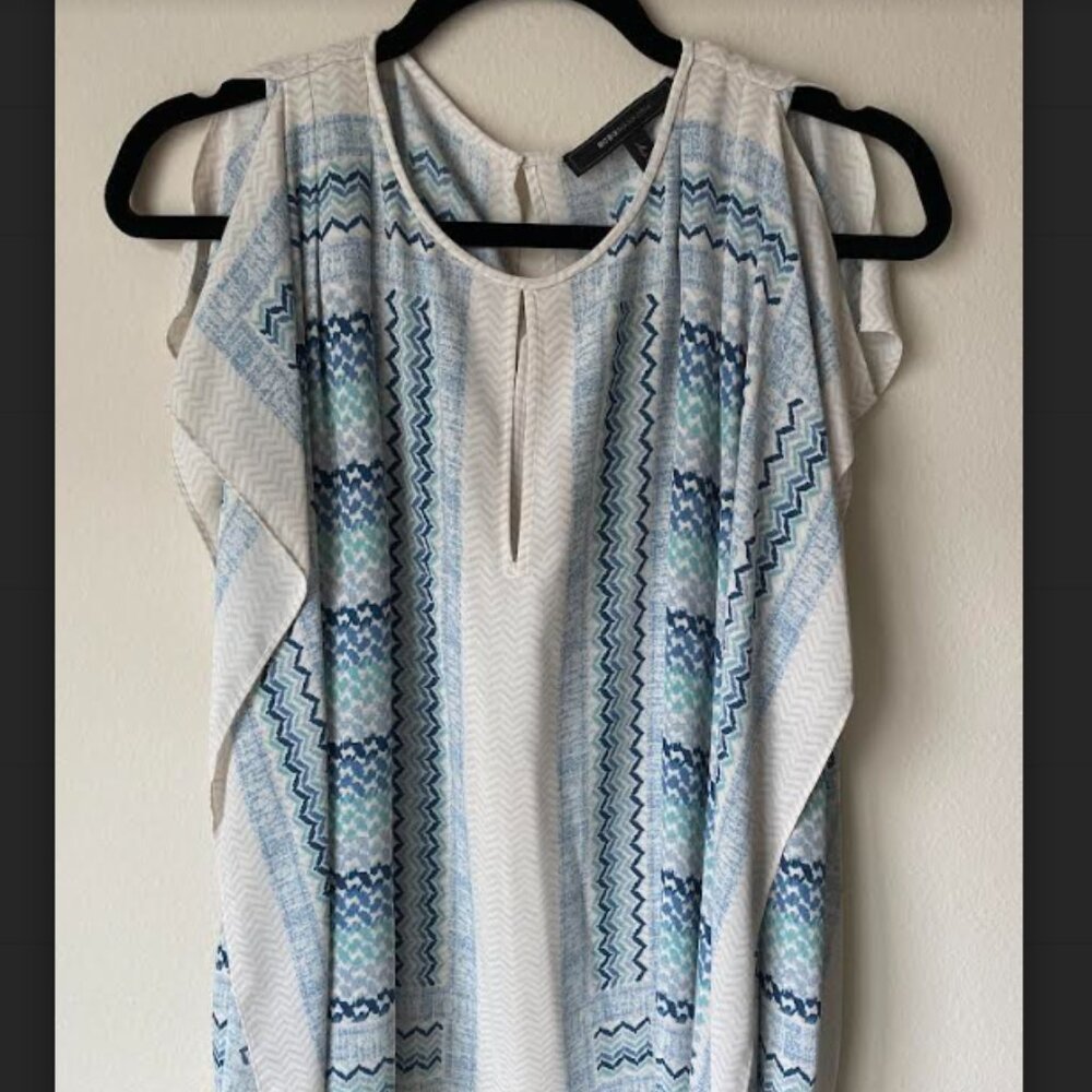 BCBG Max Azria blouse turquoise and white size xs.